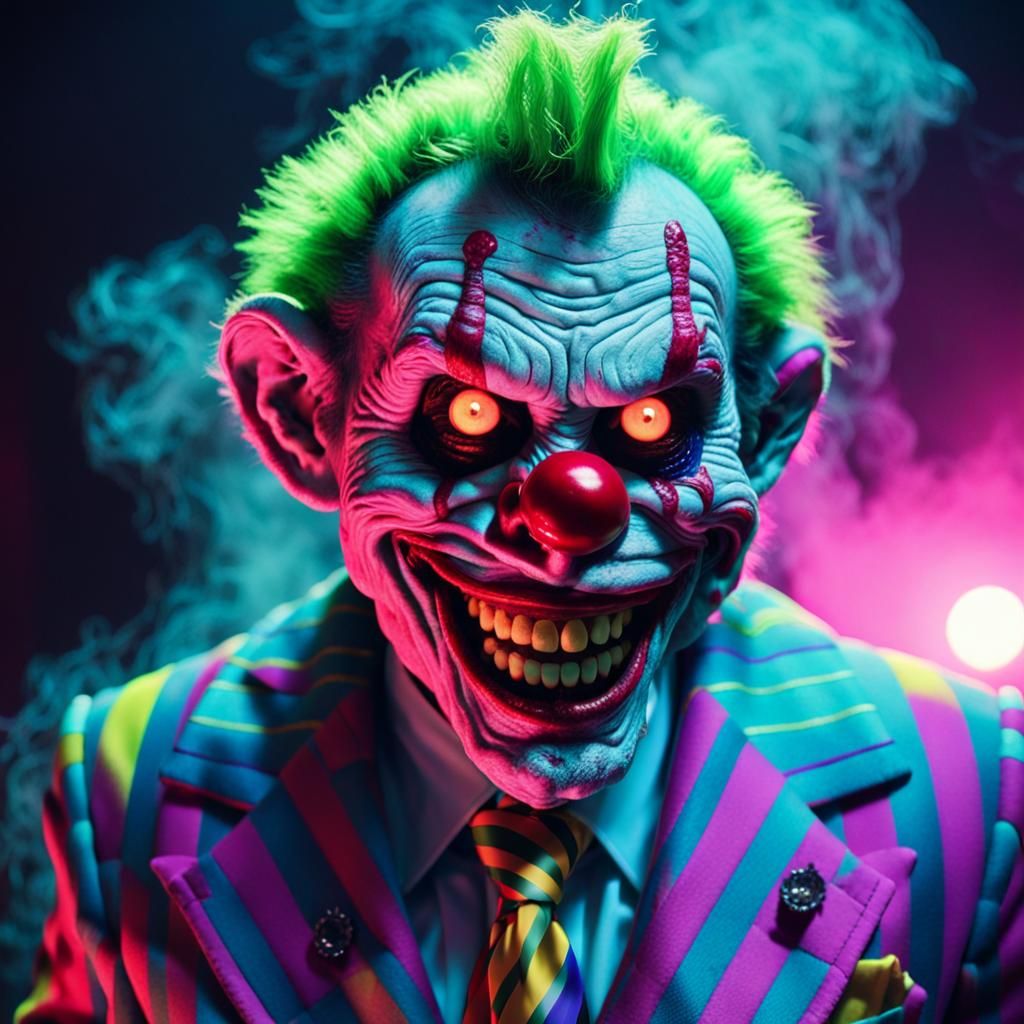 Synthwave Zombie Monkey Clown in 1920s Suit