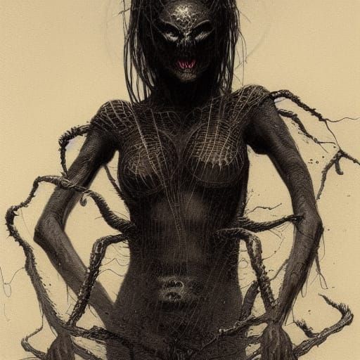 Jorogumo: Spider Woman in Dark Fantasy Style