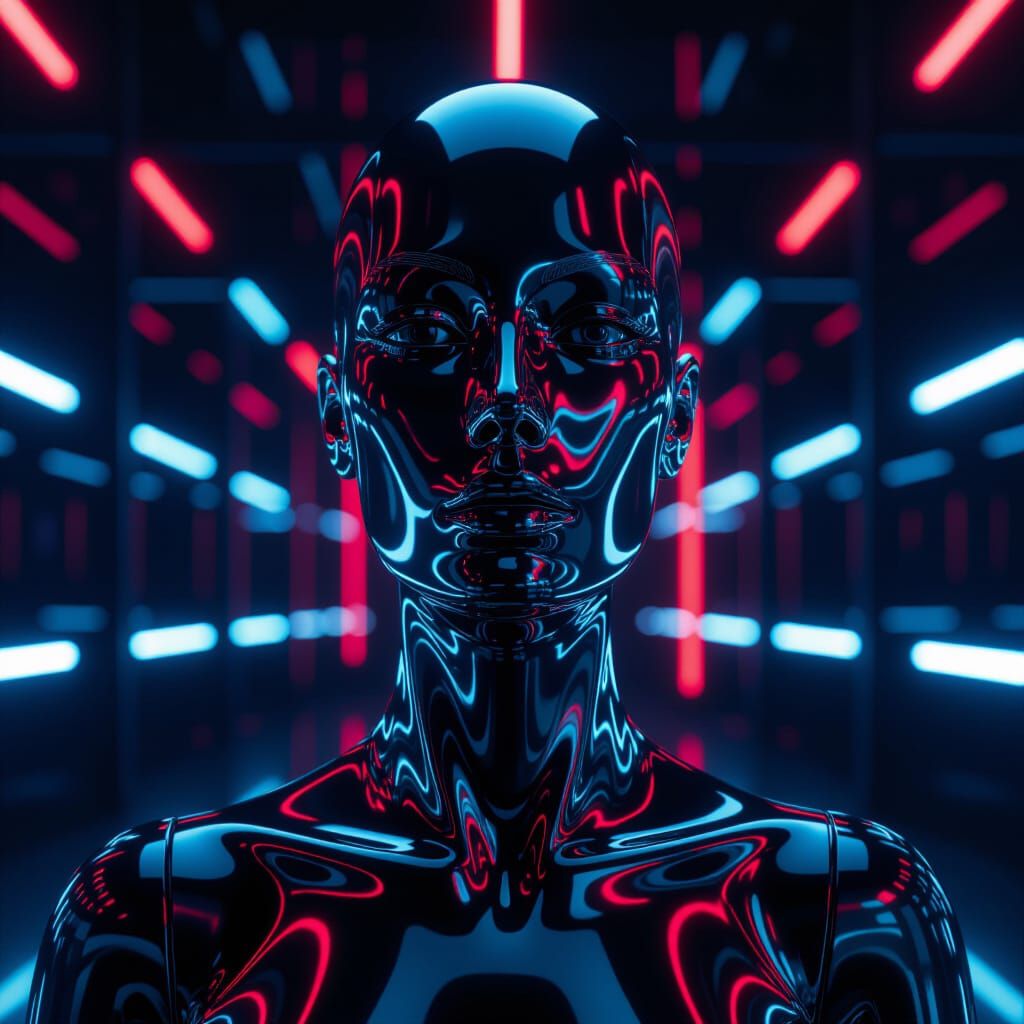 Chrome Mannequin in Cyberpunk Style