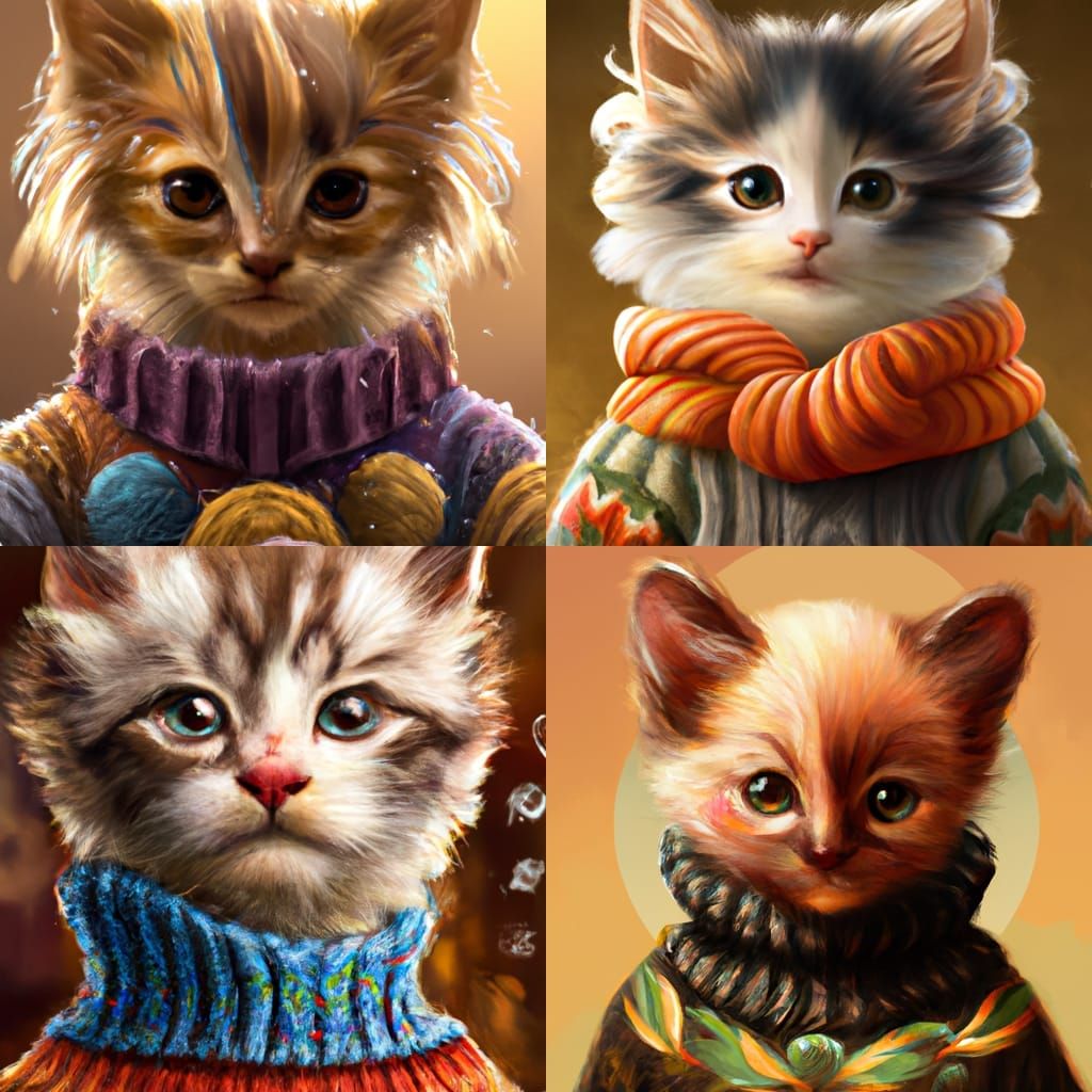 Kitten wearing yarn sweater