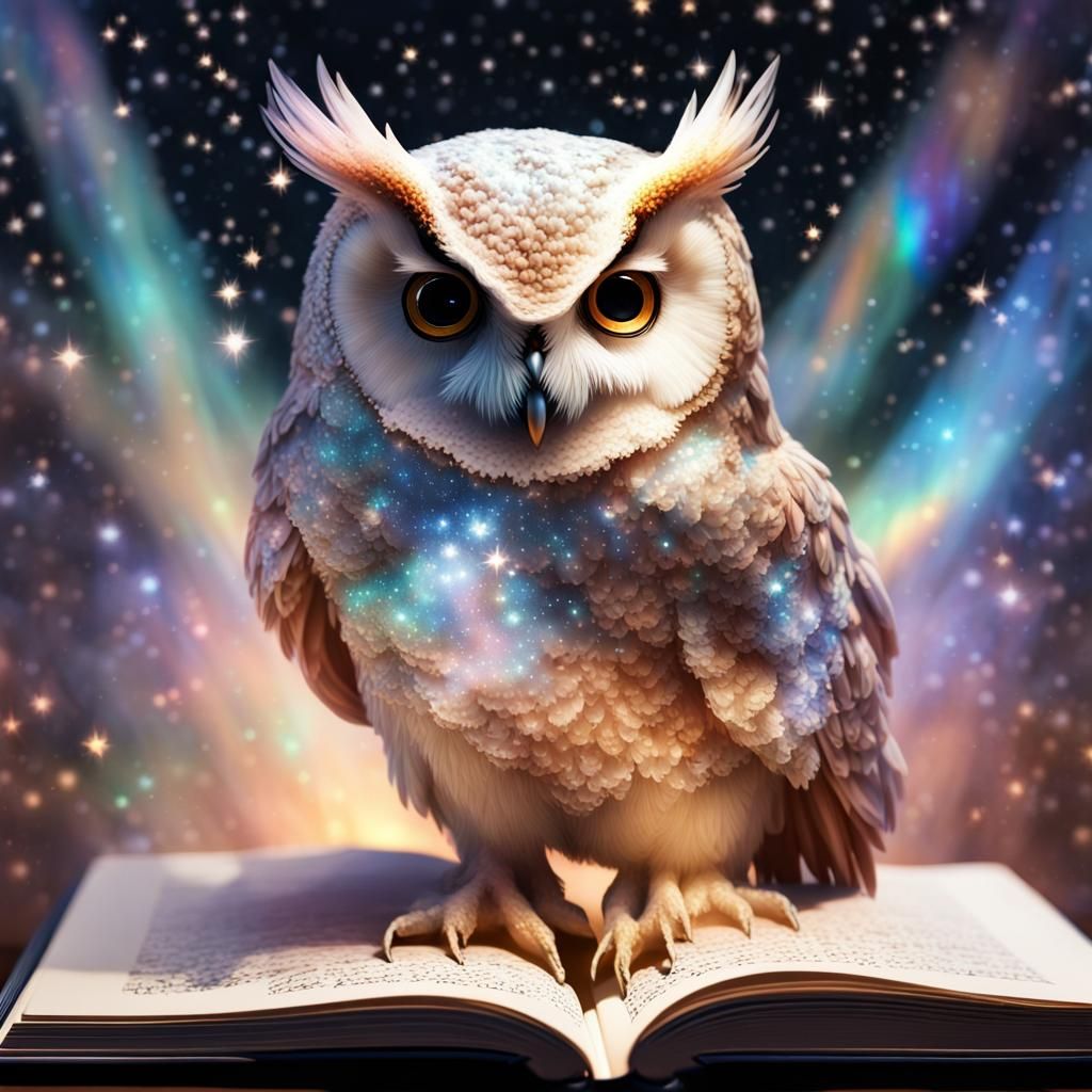 Holographic Owl Projection From Book, Cosmic Illustration