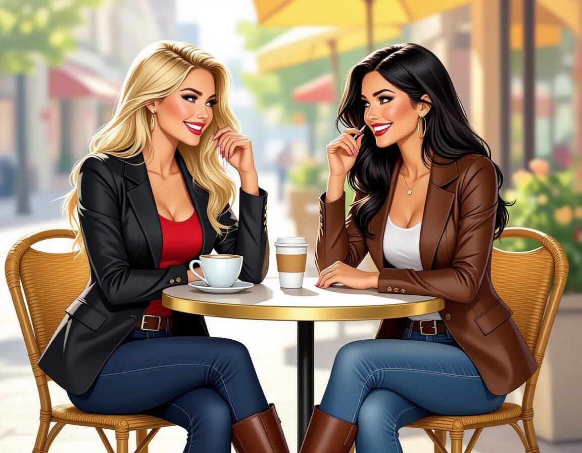 Kara and Lois Enjoy Lunch in Comic Art Style