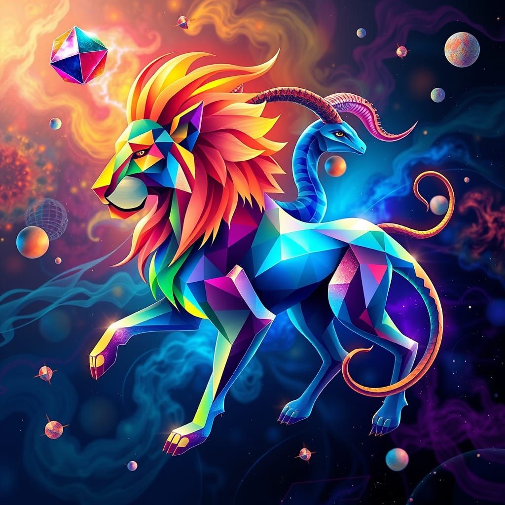 Surreal Geometric Beast of Wonder