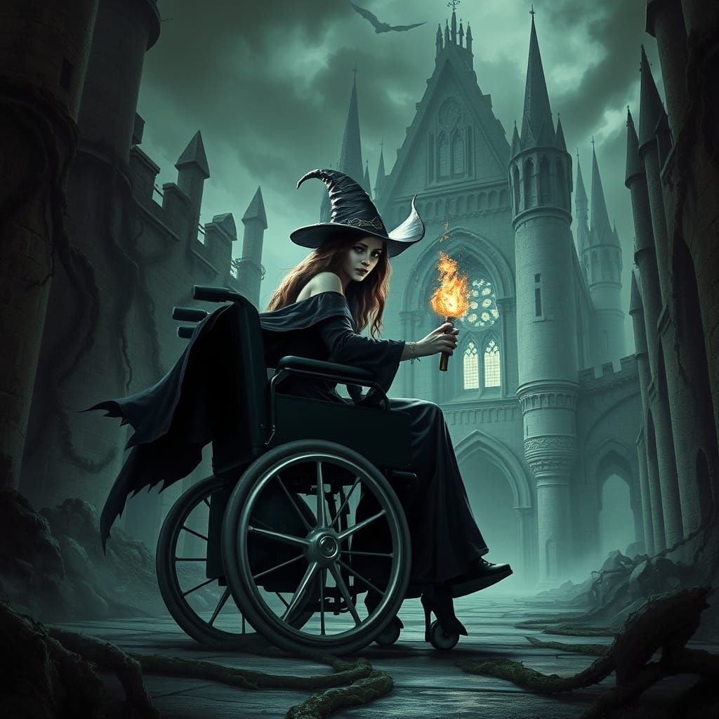 Mystic Sorceress Confronts Haunted Castle