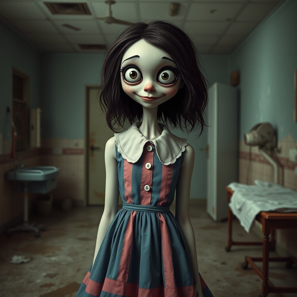 Whimsical Gothic Bride in a Haunted Hospital