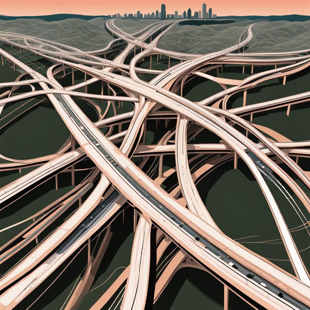Atlanta's Spaghetti Junction with Georgia Peach Backdrop