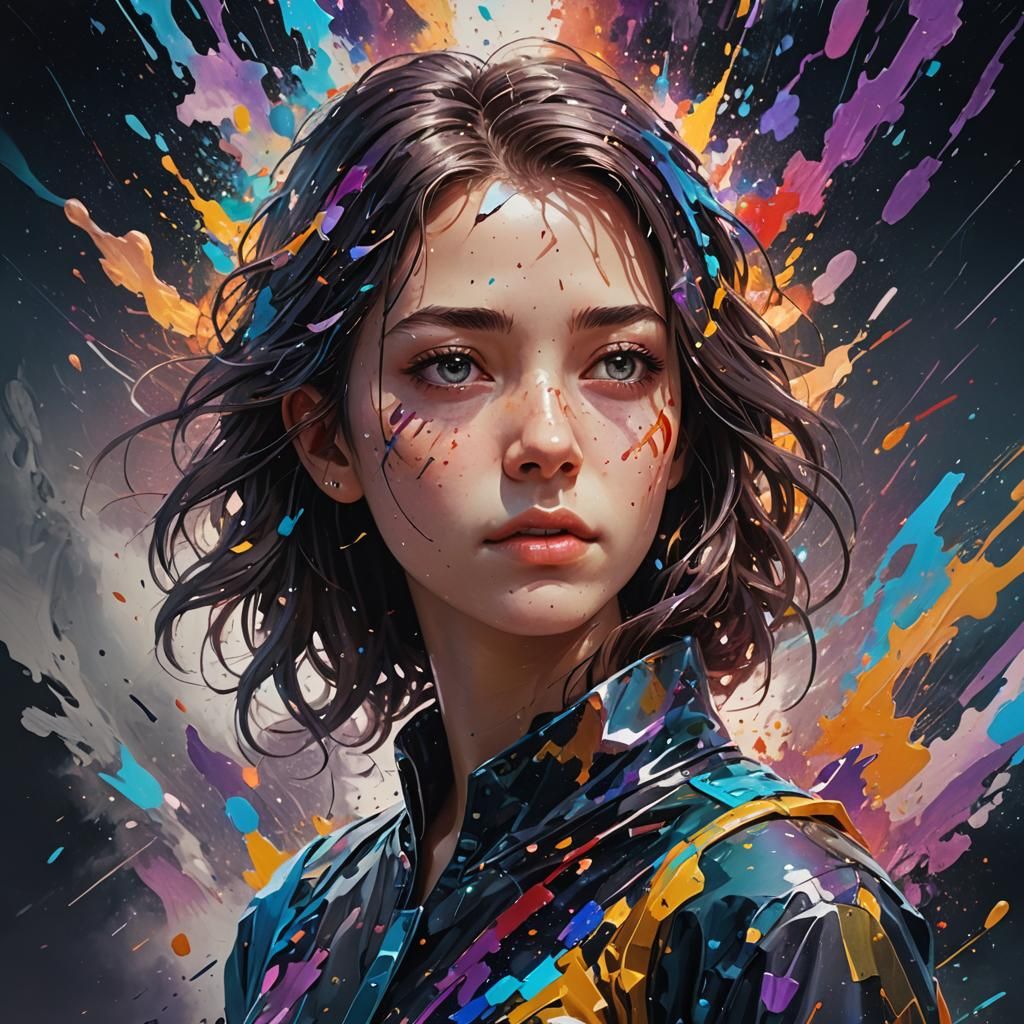 Hyperrealistic Portrait in Splash Art Style
