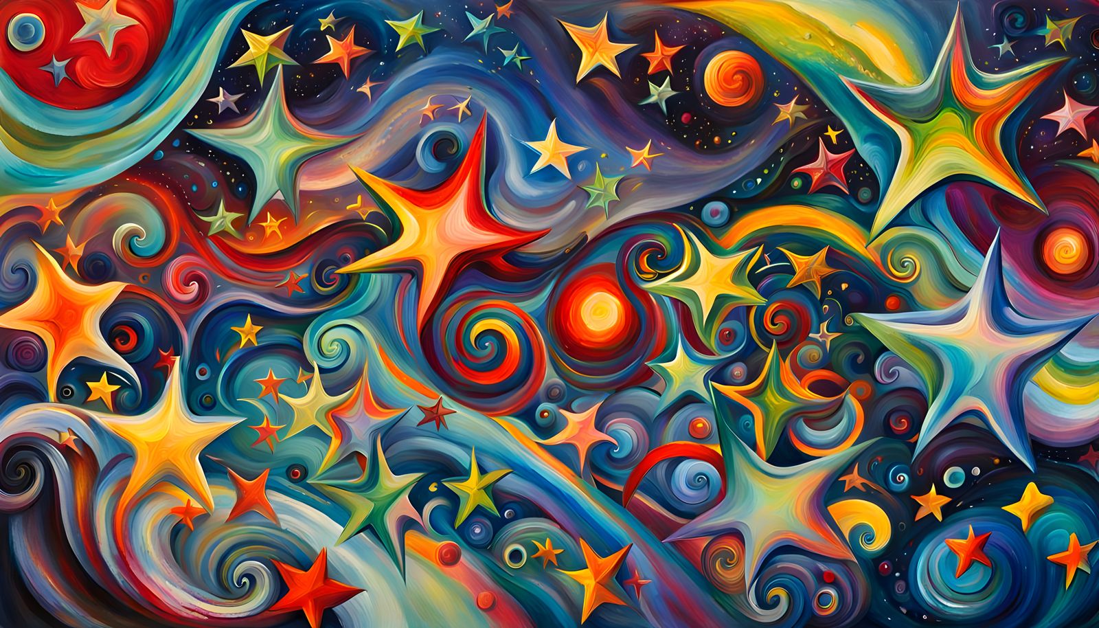 Abstract Star Cluster Formation: Expressionist Oil Painting