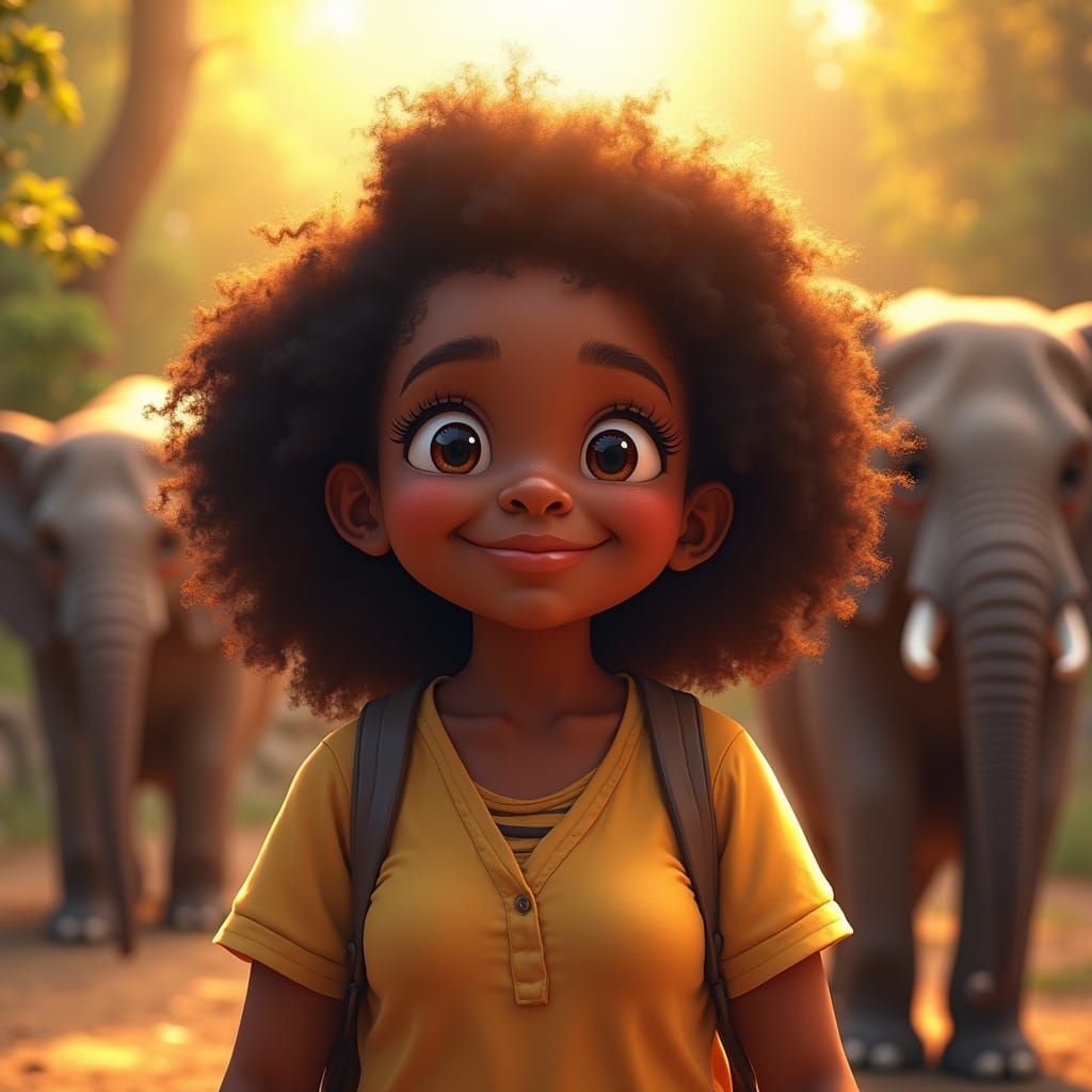 Surreal Disney-Inspired Scene of a Happy Black Teen Girl at ...