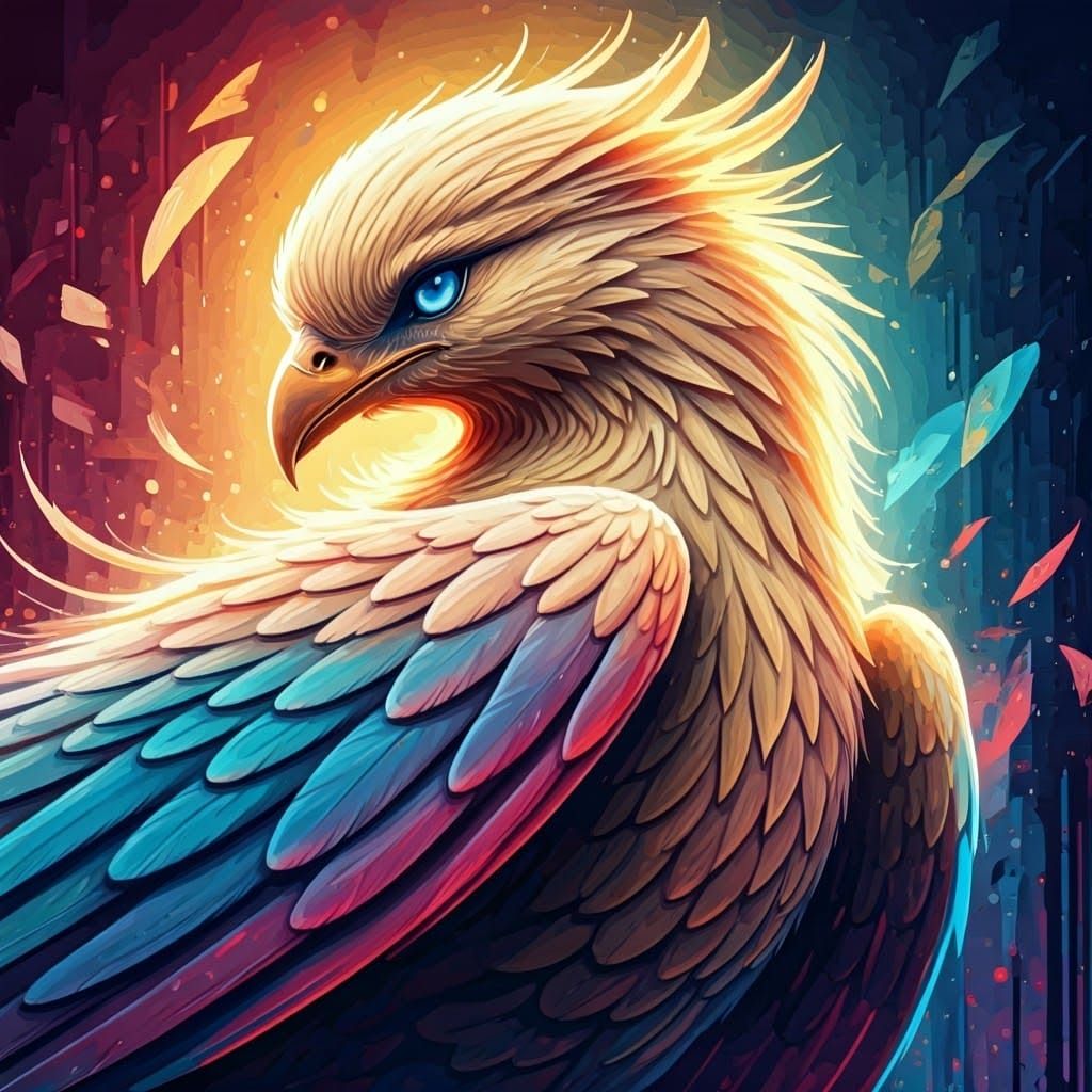 Blonde Phoenix with Broken Wing in Urban Art Style