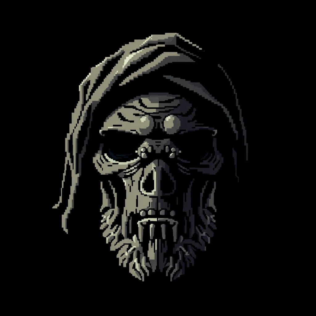 8-Bit Pixel Art Clay Mask of Suffering