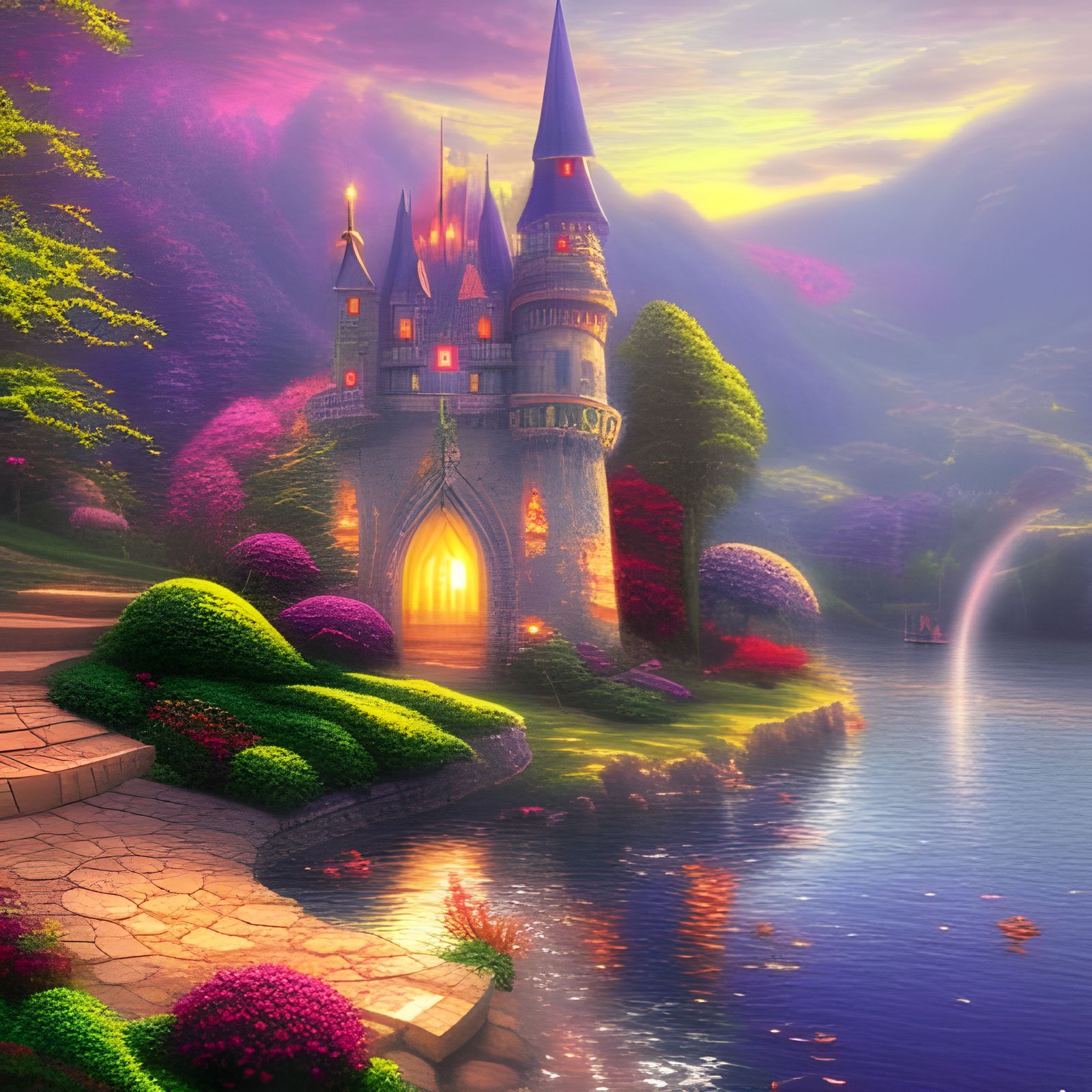 Magical Fairy-Tale Castle in Ethereal Mist