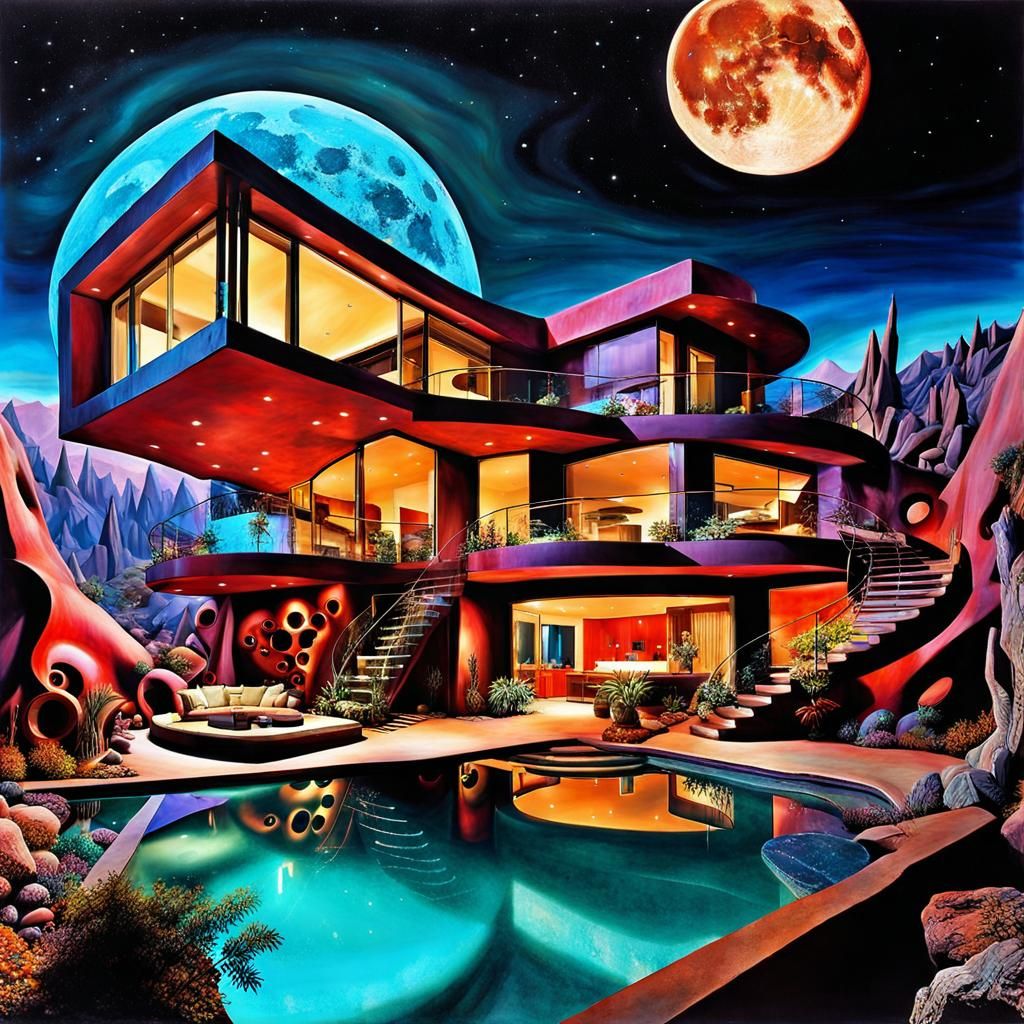 Maximalist Surreal Home: Abstract Sci-Fi Exterior