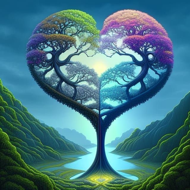 Heart Tree of Life in Summer and Winter