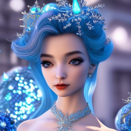 Blue Fairy Princess in Sparkling Diamond Flower