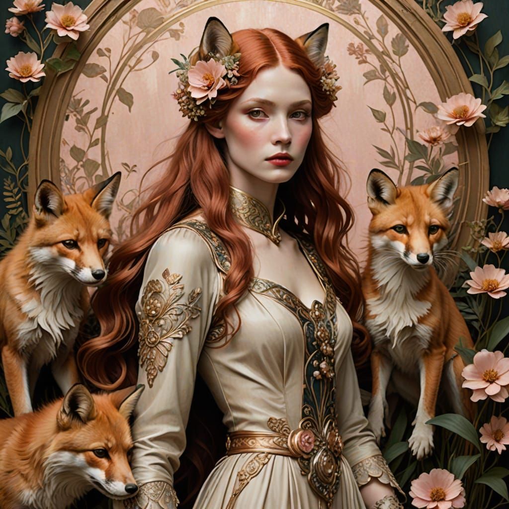 Ethereal Elven Beauty in Art Nouveau Style