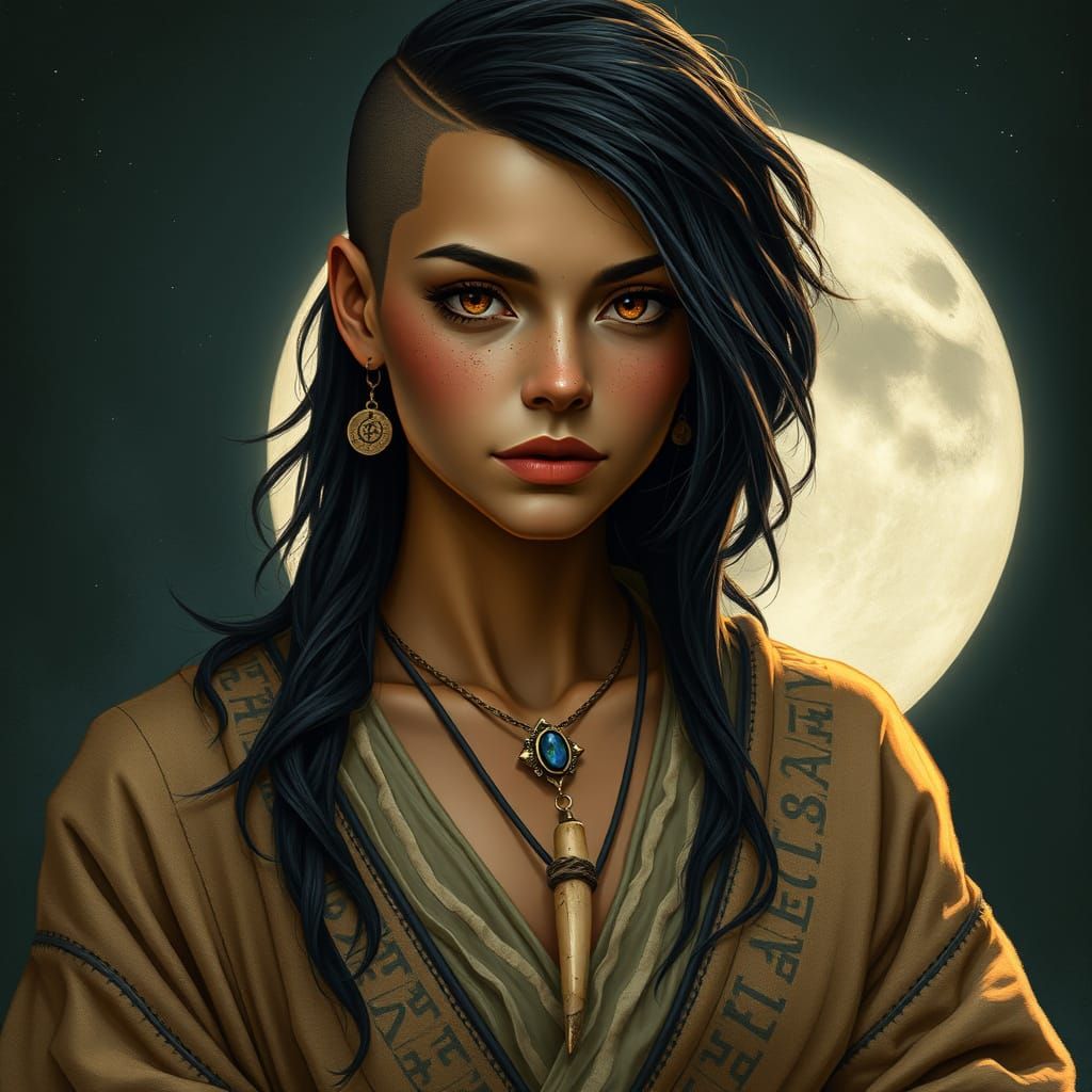 Woman of Ancient Wisdom in Desert Robes