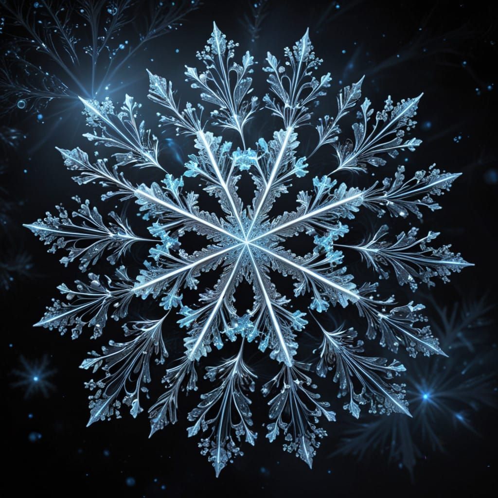 Breathtaking Fractal Snowflake with Iridescent Sparkles