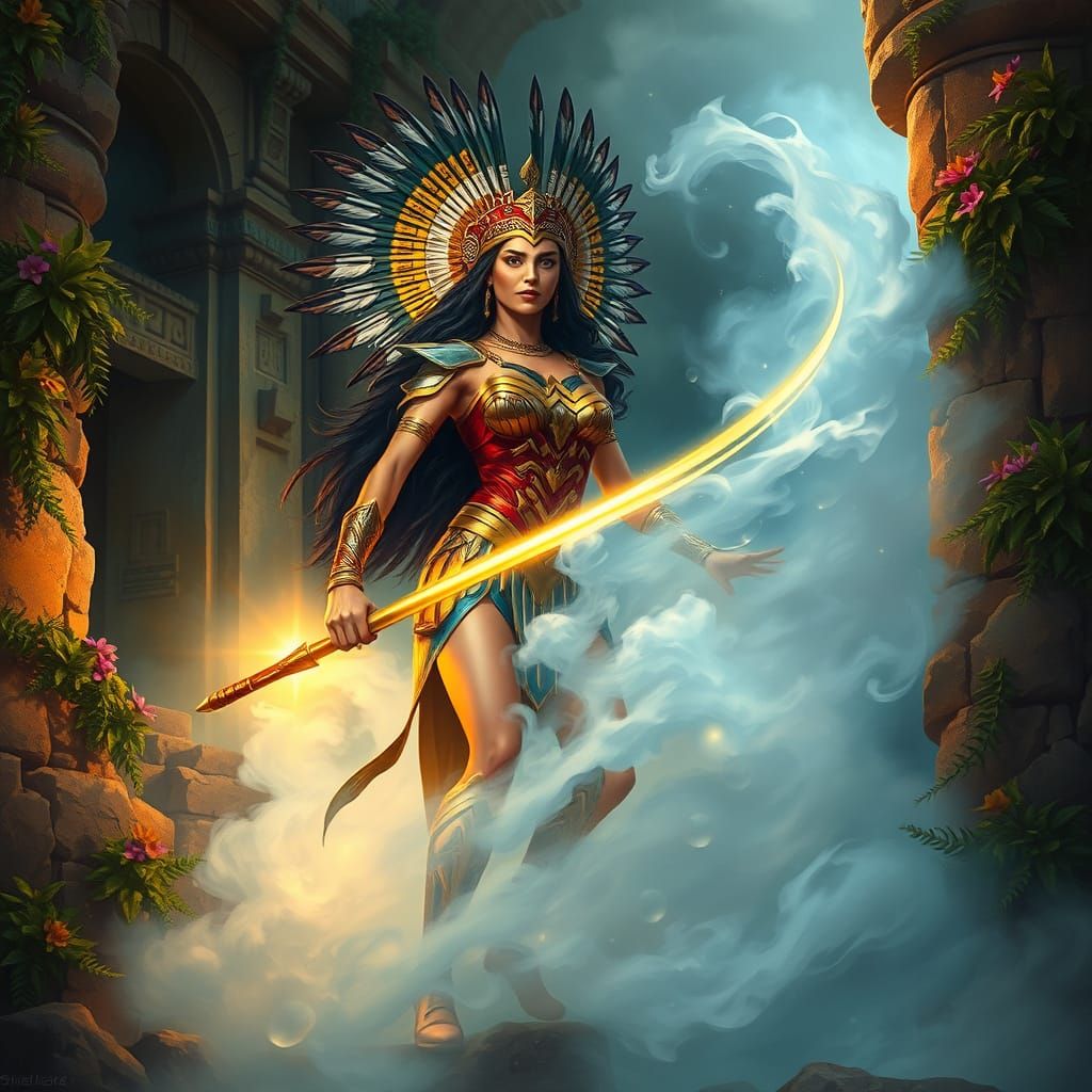 Aztec Goddess Wonder Woman in Majestic Splendor