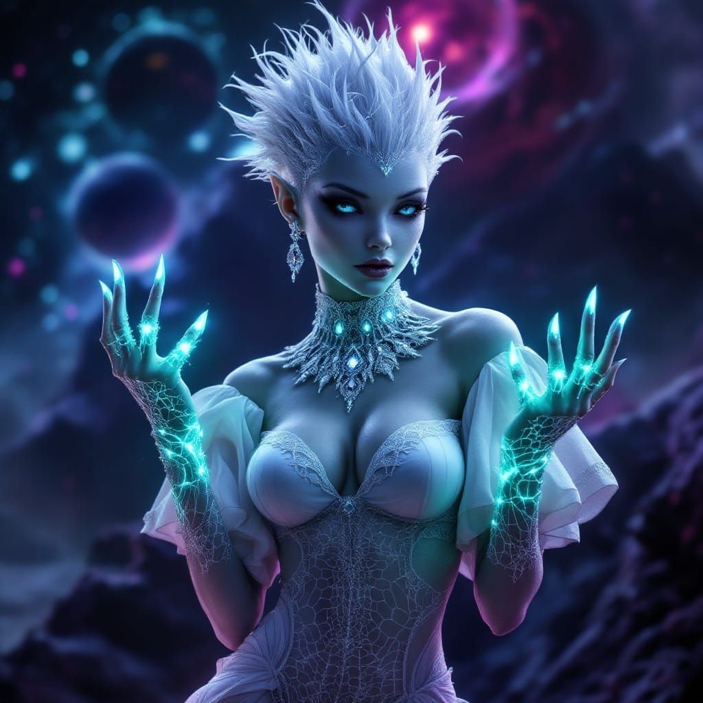 Seductive Alien Goddess in Dark Wonderland