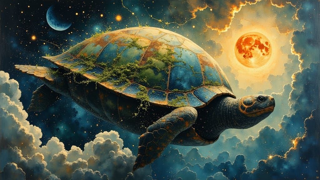 Cosmic Turtle World in Deep Space