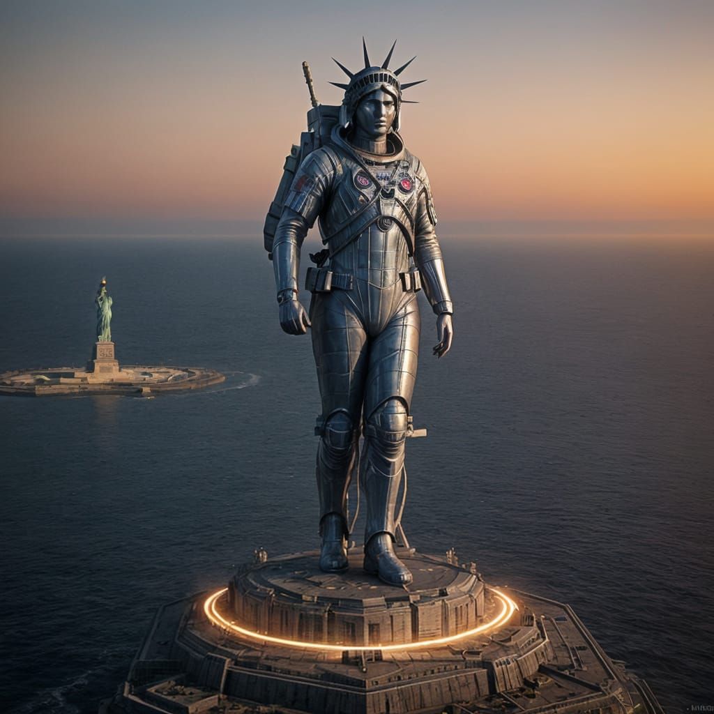 Statue of Liberty as Astronaut: Detailed Matte Painting