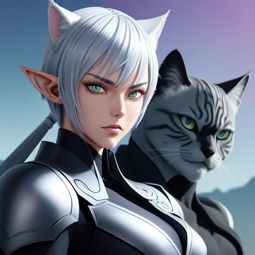 Confident Androgynous Elf in Manga Illustration