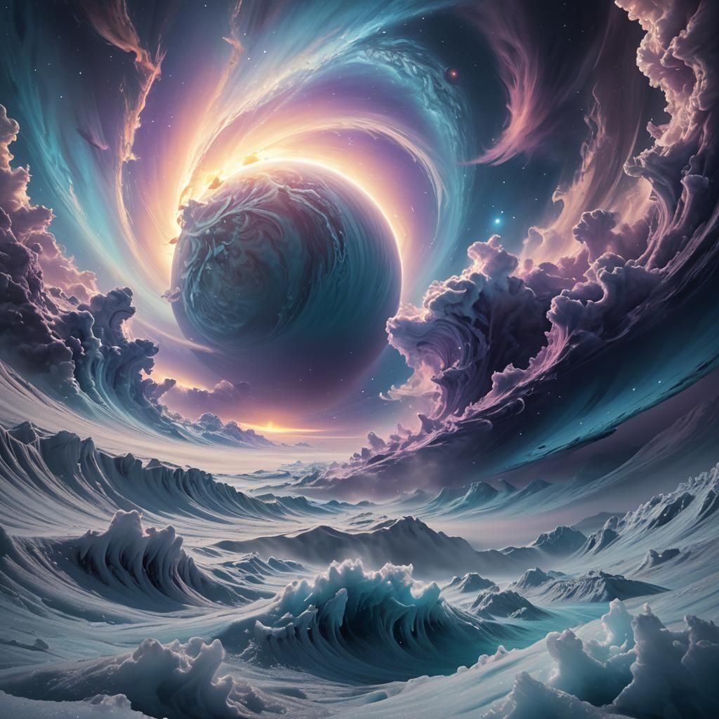 Ethereal Stormscape on Neptune's Icy Surface