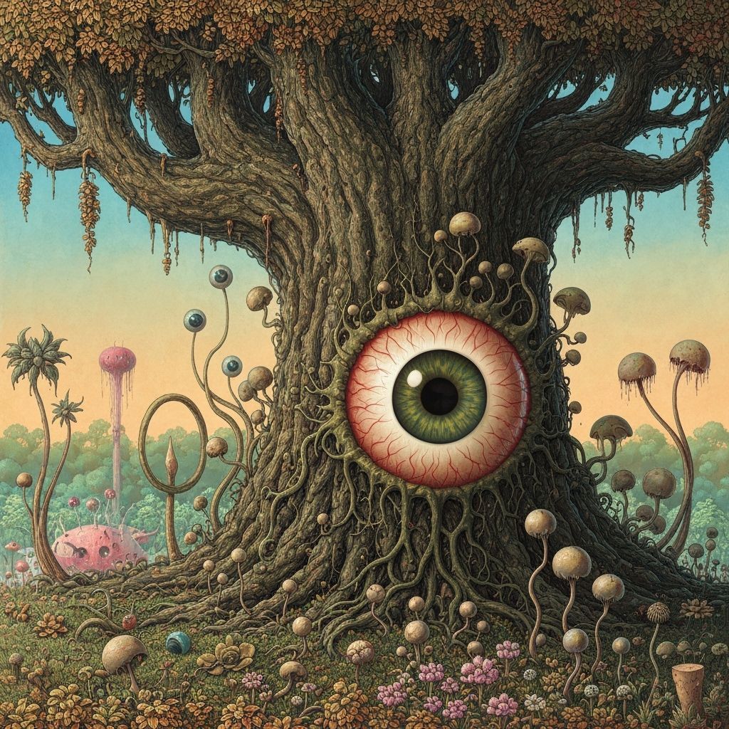 Surreal Eyeball Tree in Gothic Fantasy Style