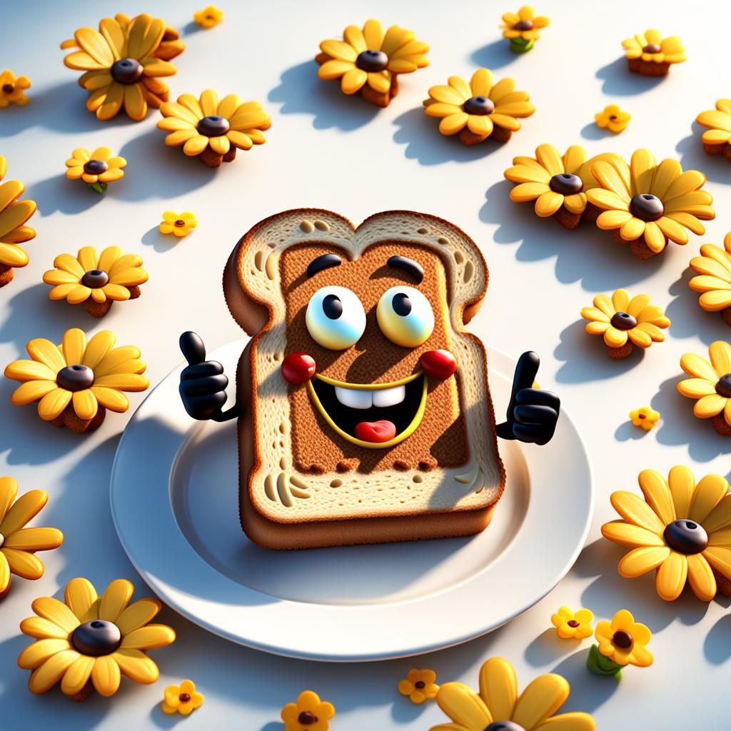 3d illustration of a toasted bread character