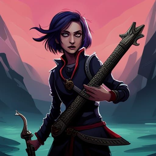 Tiefling Bard Vampire Girl in Anime Style