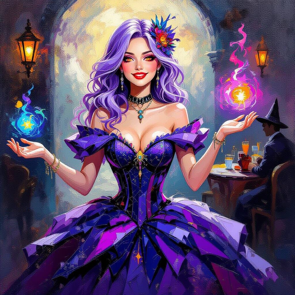 Gothic Ball Gown Sorceress Casting Spells
