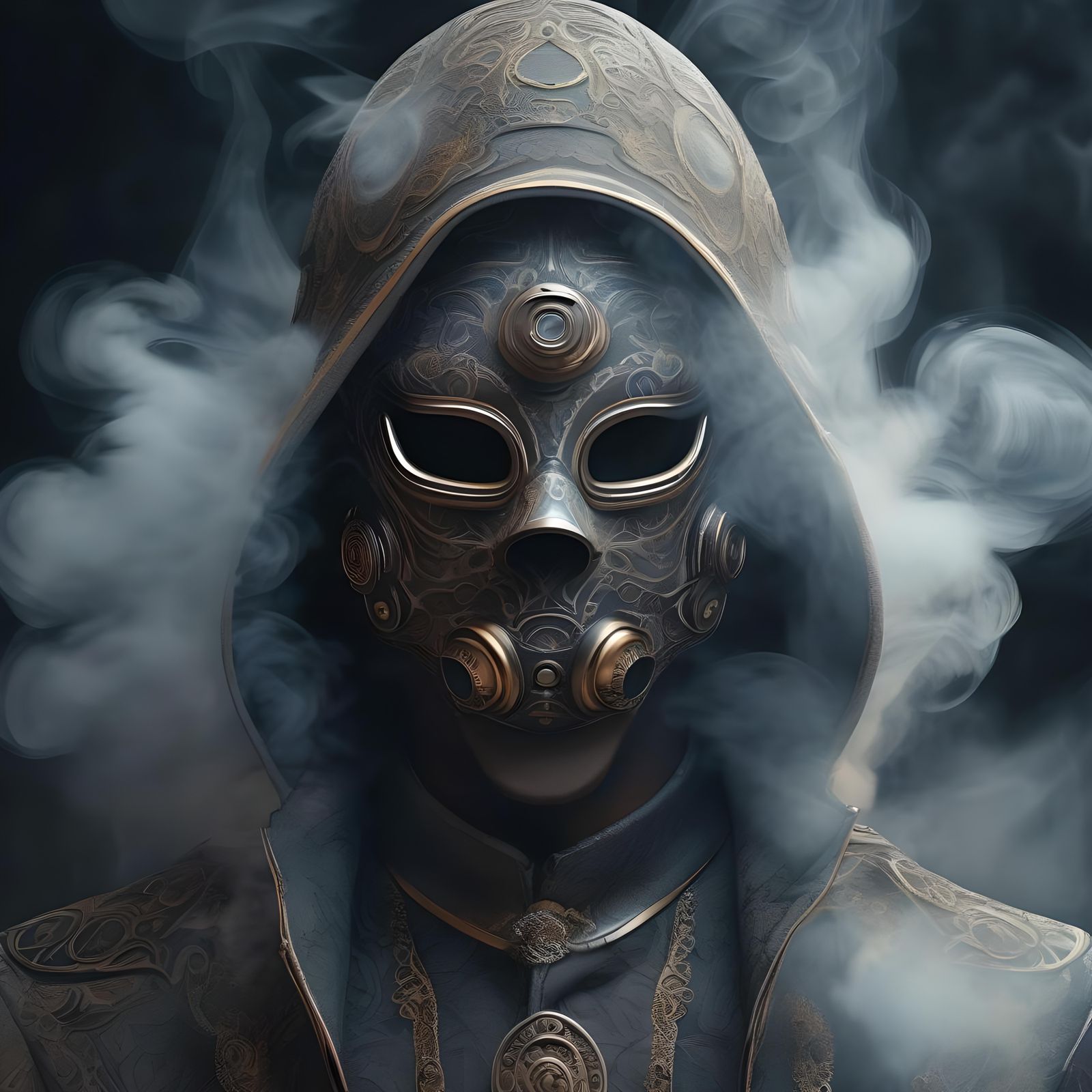 Mysterious Ghost in Mask with Batik Patterns