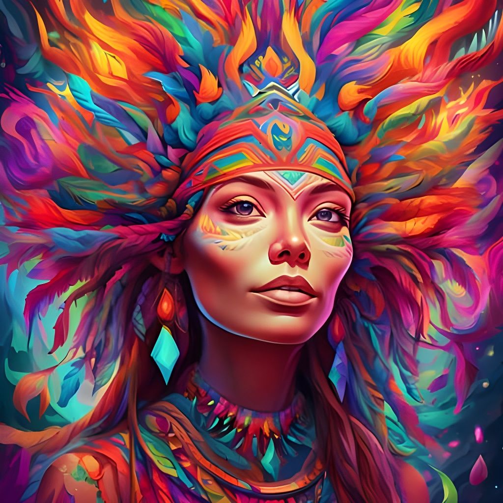 Psychedelic Shaman Face Morphing in Digital Art