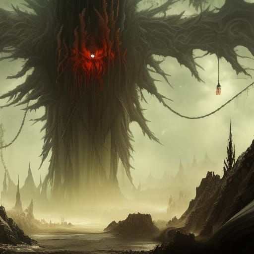 Detailed Rougarou Matte Painting in Deep Color