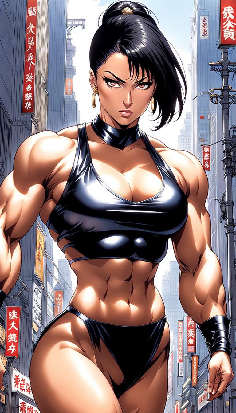 Powerful Bodybuilder Causes Chaos in Japanese Illustration S...