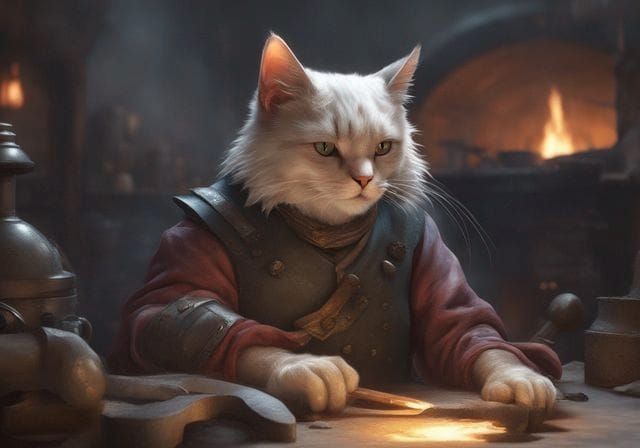 Medieval Cat in Tapestry Style