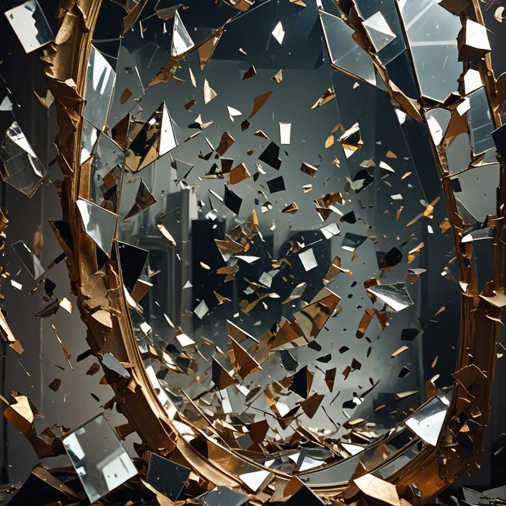 Surreal Mirror Shards Reflecting Utopia