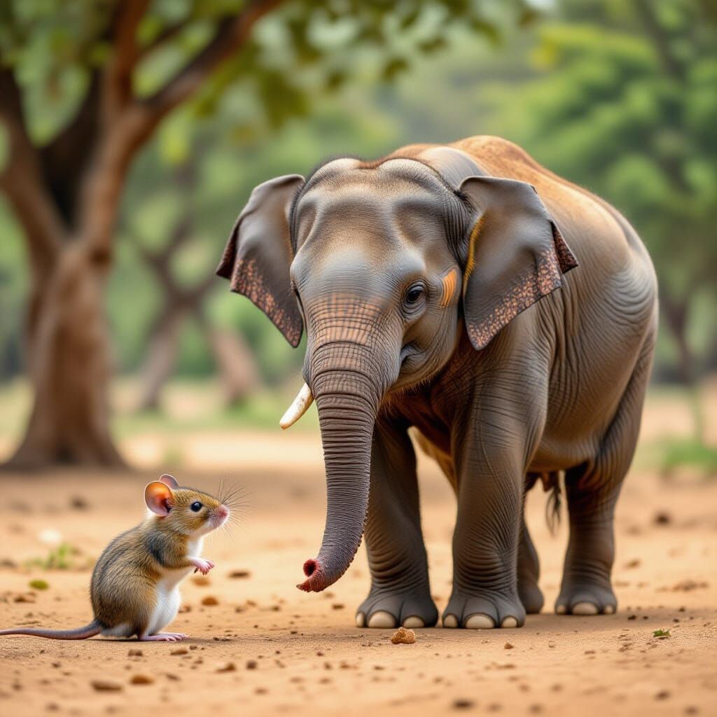 Tiny Mouse and Giant Elephant Share Friendship