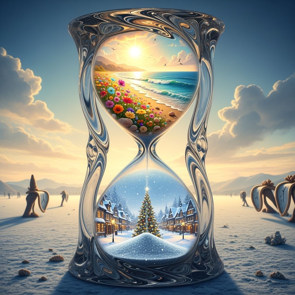 Hourglass of Seasons: A Surreal AI Landscape