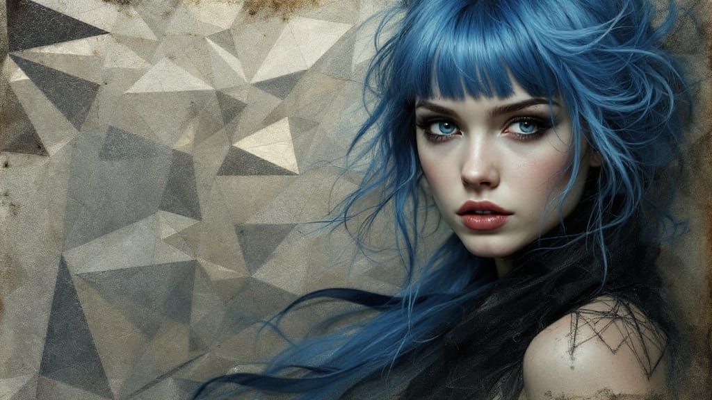 Auroral Textile Portrait in Soft Focus, Silver-Blue Tones