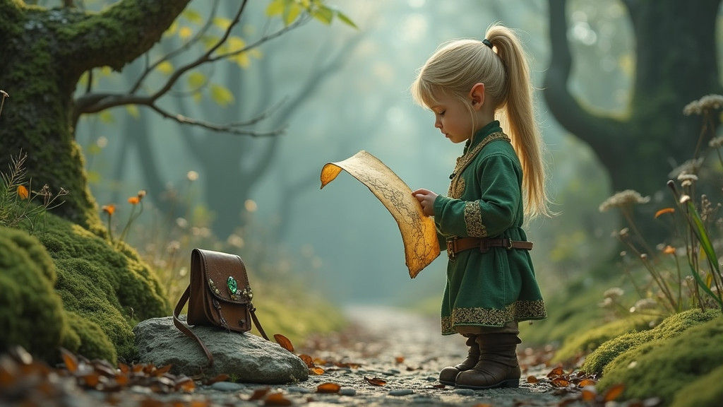 Elf at Crossroads in Fantasy Art Style