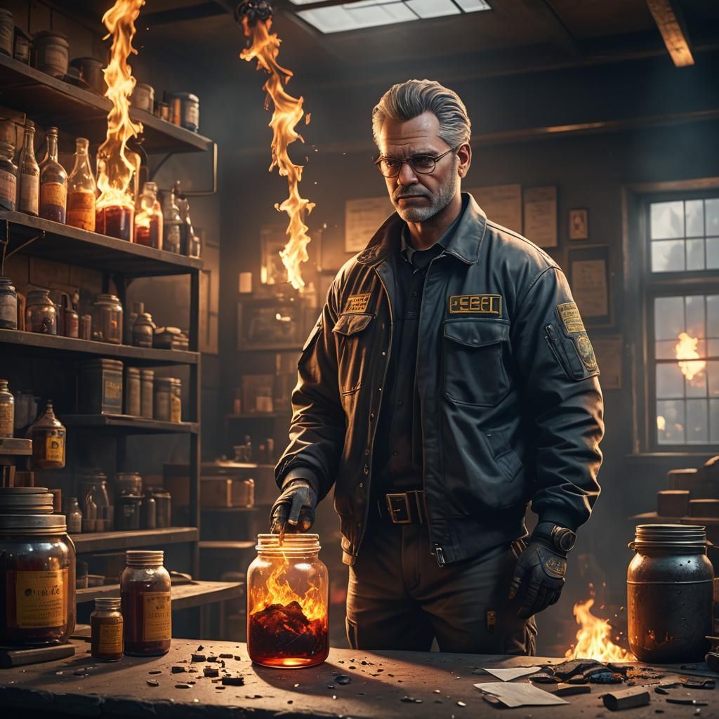 CSI Tech at Arson Scene: Detailed Matte Painting