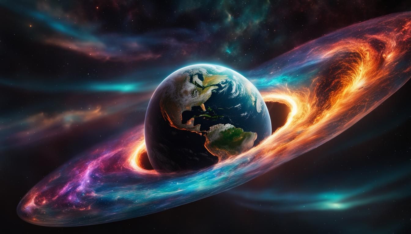 Earth Pulled into Black Hole: Cosmic Illustration