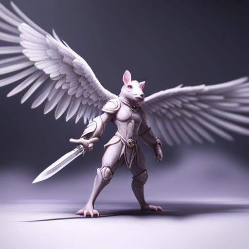 Rat Angel Slaying Demons: 3D Render