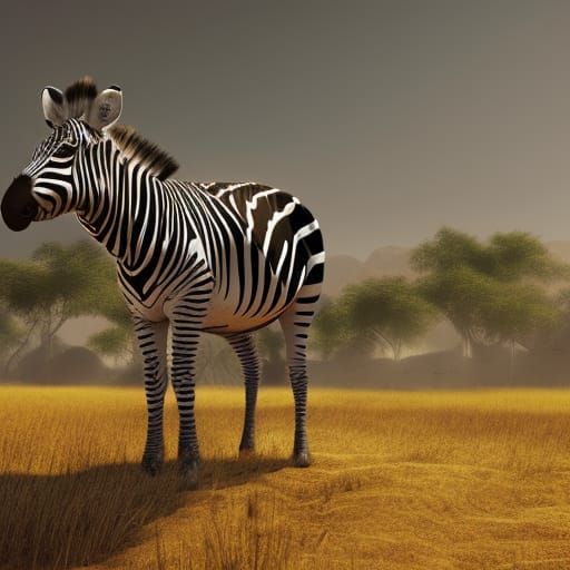 Zebra on the Savannah: Detailed Matte Painting