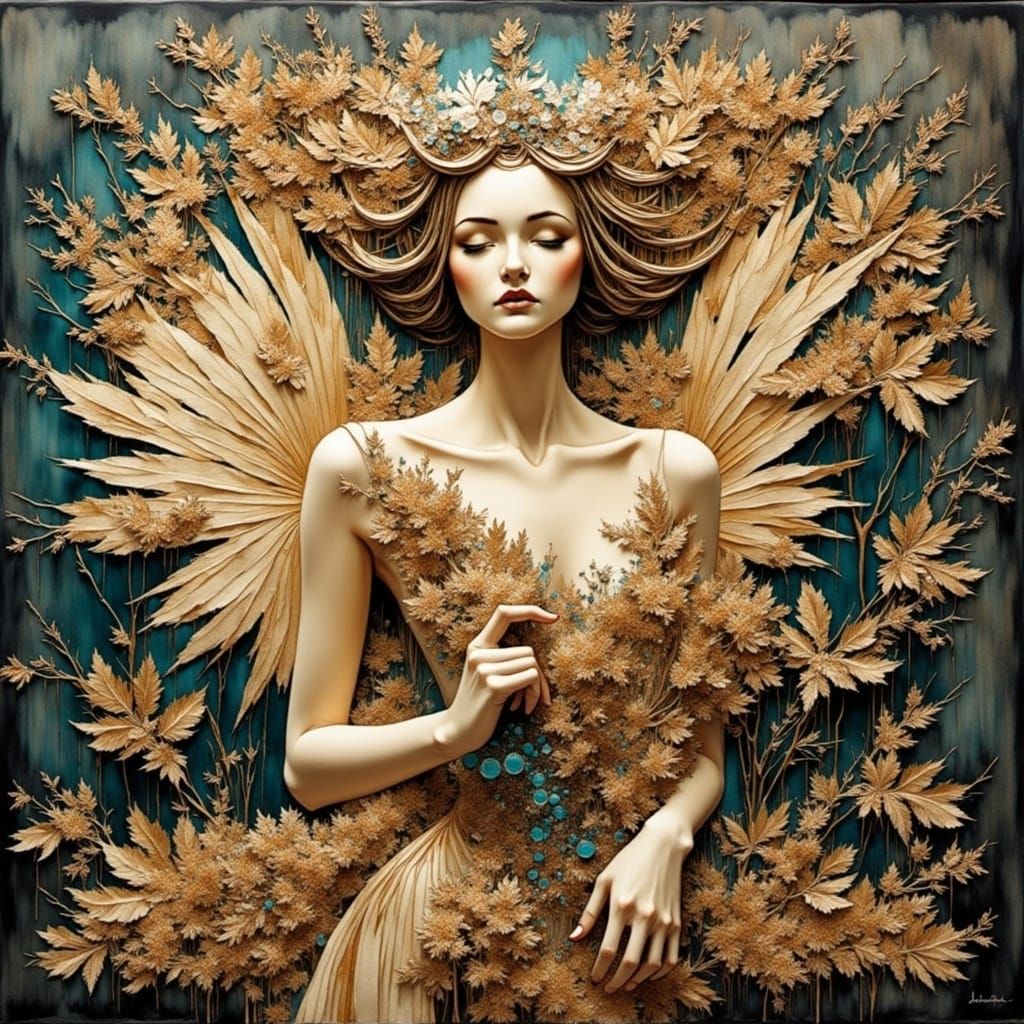 Autumnal Lady in Kimi Doll Filigree Leaf