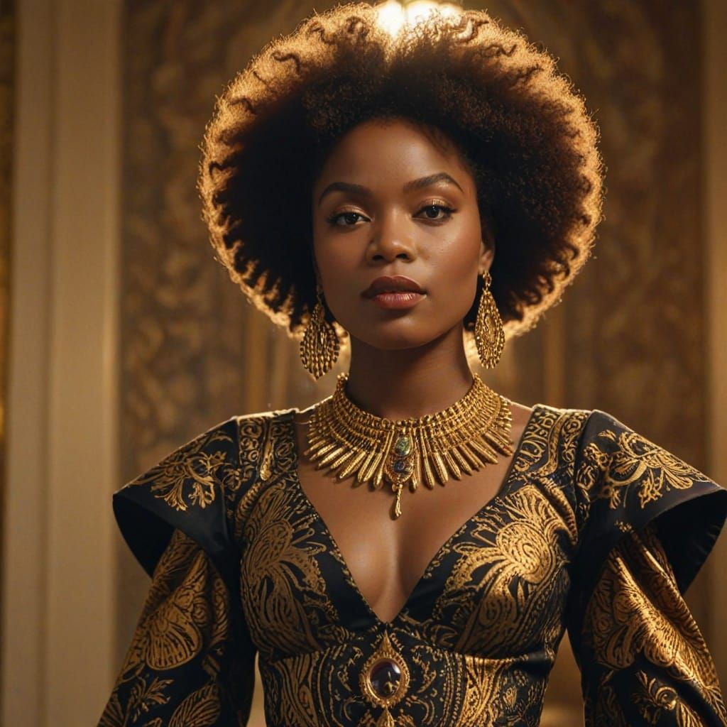 Afro-Futurist Goddess Radiates Joy in Vibrant African Print ...