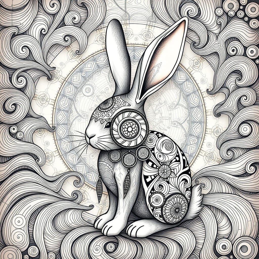 Whimsical Bunny in Intricate Mathematical Art