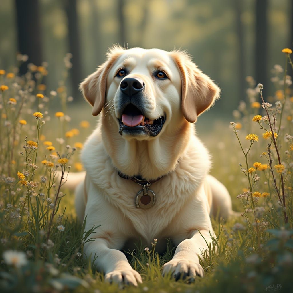 Majestic Labrador Retriever with Moth Wings